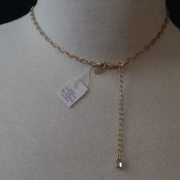 NWT Lia Sophia gold tone necklace with crystal and tassel - Picture 3 of 5